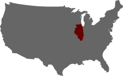 Map of United States with Illinois Highlighted